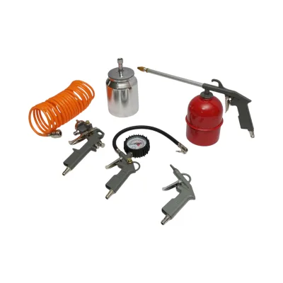 Set aria compressa da 5 pezzi con tubo a spirale da 5 m, pistola ad aria compressa per lavaggio, verniciatura, gonfiaggio e soffiaggio Breckner Germany - immagine 2