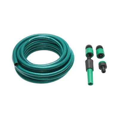 Set avvolgitubo da giardino 12mm x 7.5m con adattatore 3/4-1/2, connettori e ugello regolabile 1/2 - immagine 2