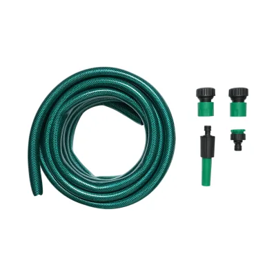 Set avvolgitubo da giardino 19mm x 7.5m con adattatore 3/4-1/2, connettori e ugello regolabile 1/2