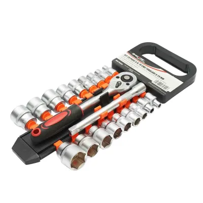 Set Chiavie a Cricchetto 3/8’ Chiavi a Bussola 19 pezzi Set chiavi a bussola Cr-V Breckner Germany - immagine 3