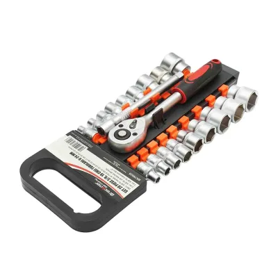 Set Chiavie a Cricchetto 3/8’ Chiavi a Bussola 19 pezzi Set chiavi a bussola Cr-V Breckner Germany - immagine 2