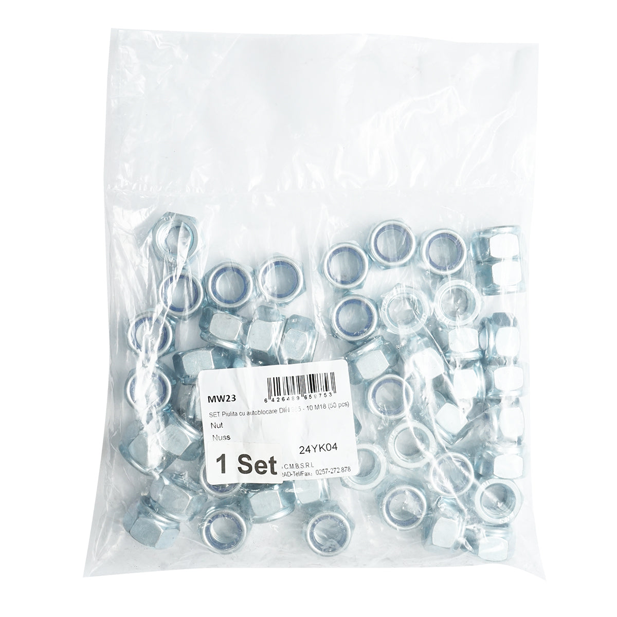 Set dadi autobloccanti zincati DIN 985 M18 G10 50 pezzi - immagine 2