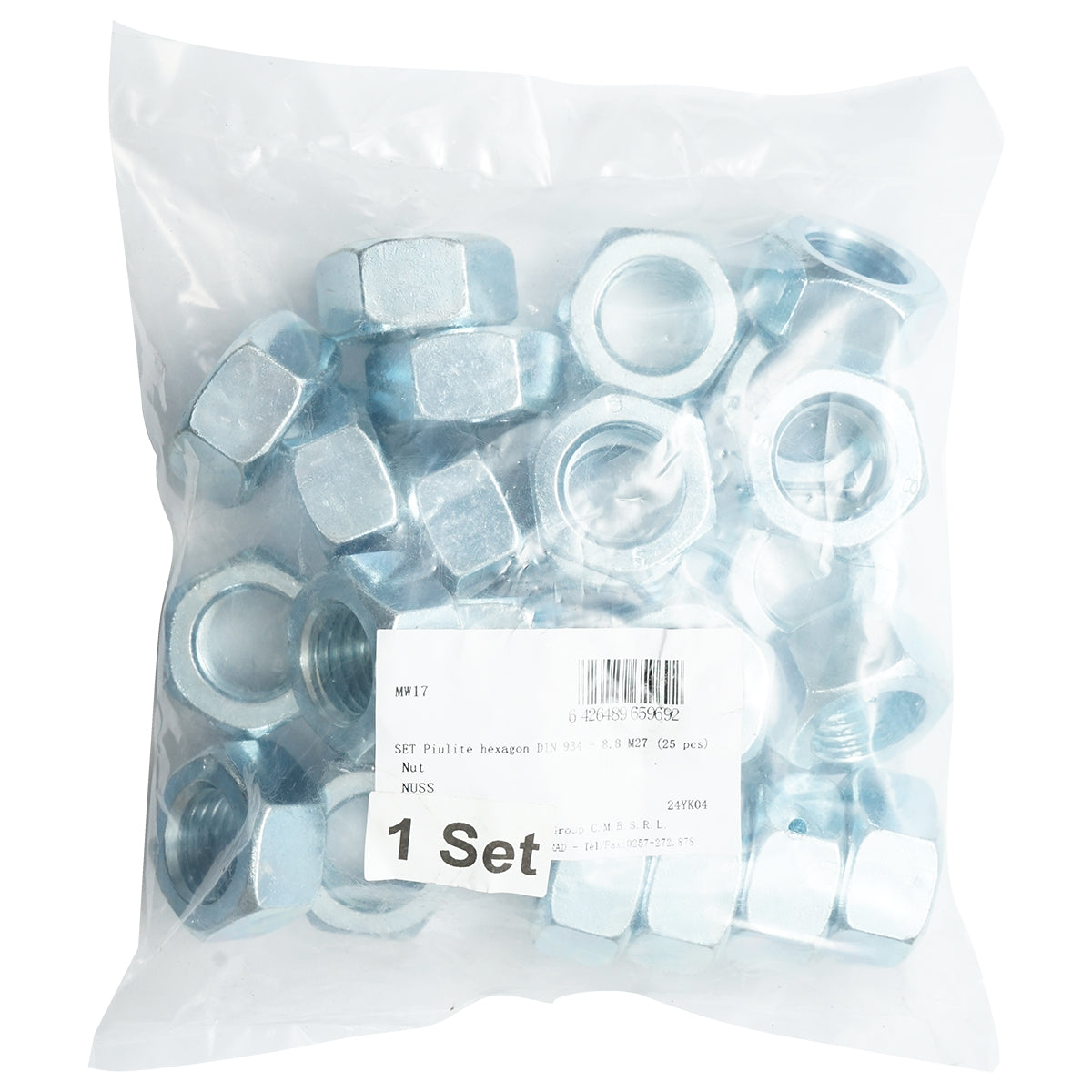 Set dadi esagonali DIN 934-8.8 M27 25 pezzi - immagine 2