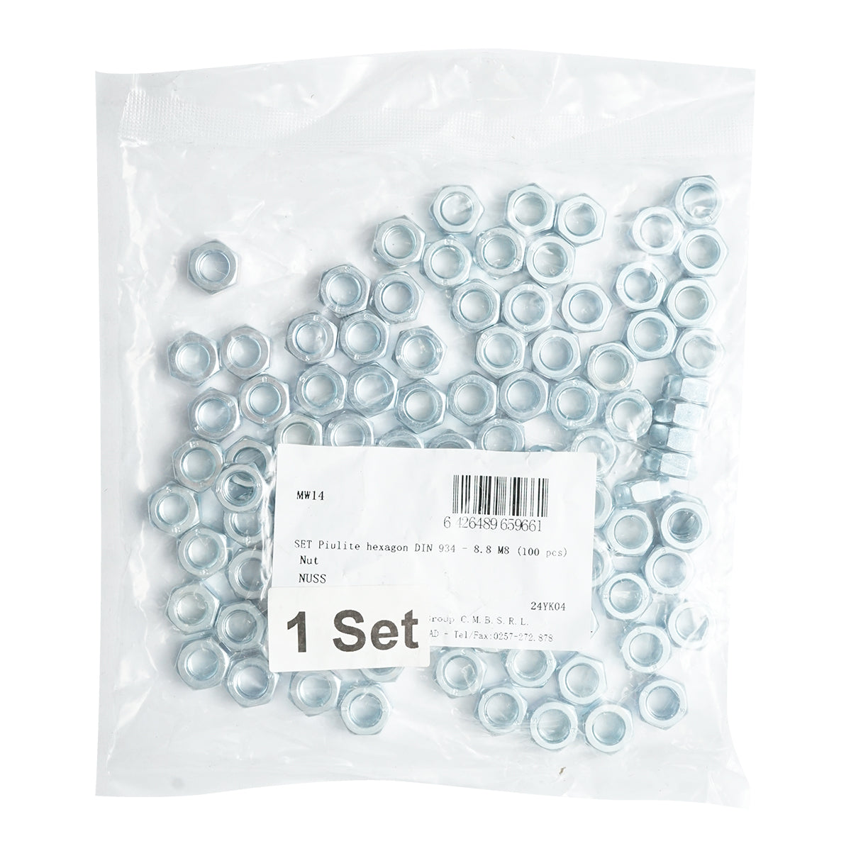 Set dadi esagonali DIN 934-8.8 M8 100 pezzi - immagine 2