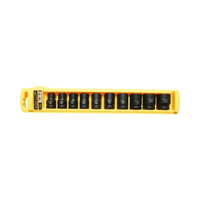 Set di 10 chiavi a bussola a impatto da 10-24 mm, attacco quadro da 1/2 pollice, materiale Cr-Mo, standard DIN 3121, Crownman Industrial.