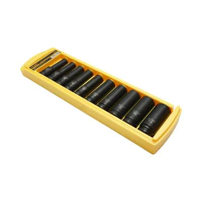 Set di 10 chiavi a bussola a impatto lunghe 10-24 mm, 1/2 pollice quadrato, materiale Cr-Mo, norma DIN 3121, industriale Crownman - immagine 2