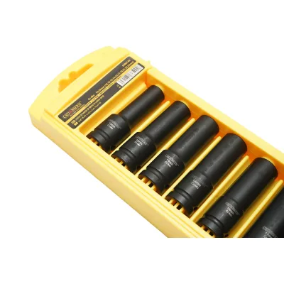 Set di 10 chiavi a bussola a impatto lunghe 10-24 mm, 1/2 pollice quadrato, materiale Cr-Mo, norma DIN 3121, industriale Crownman - immagine 4