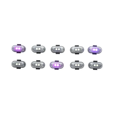 Set di 10 luci stroboscopiche LED RGB con telecomando, 10 modalità, 8 colori, batteria al litio ricaricabile da 110 mAh USB-C IP65 - immagine 5