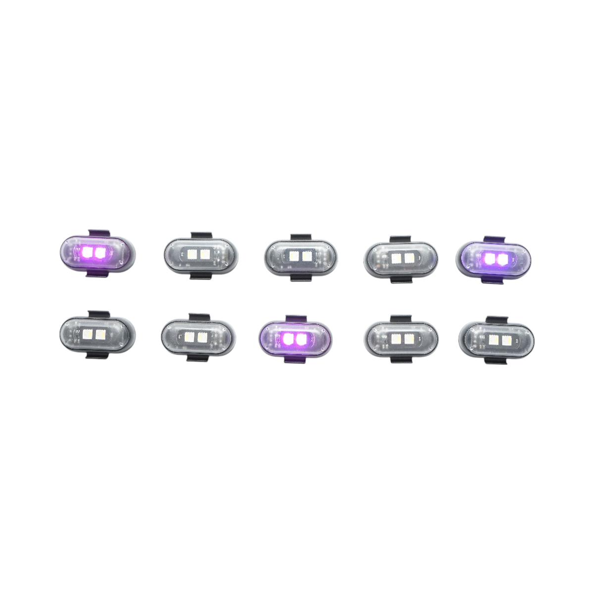 Set di 10 luci stroboscopiche LED RGB con telecomando, 10 modalità, 8 colori, batteria al litio ricaricabile da 110 mAh USB-C IP65 - immagine 5