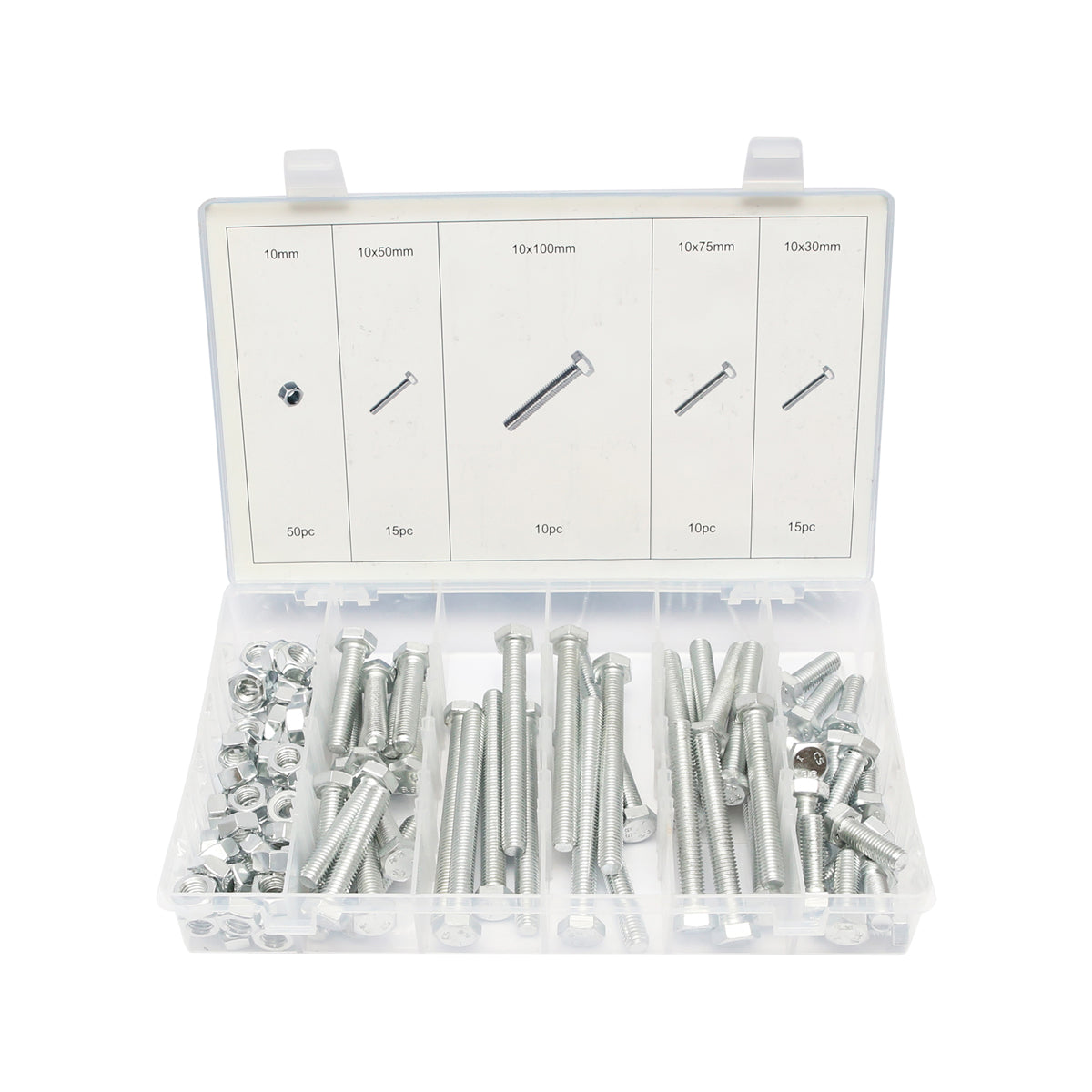 Set di 100 viti M10 con testa esagonale e dadi - immagine 2