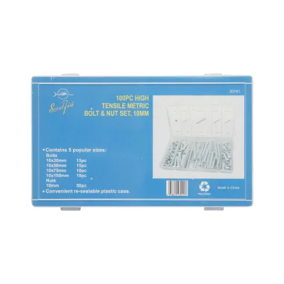 Set di 100 viti M10 con testa esagonale e dadi - immagine 3