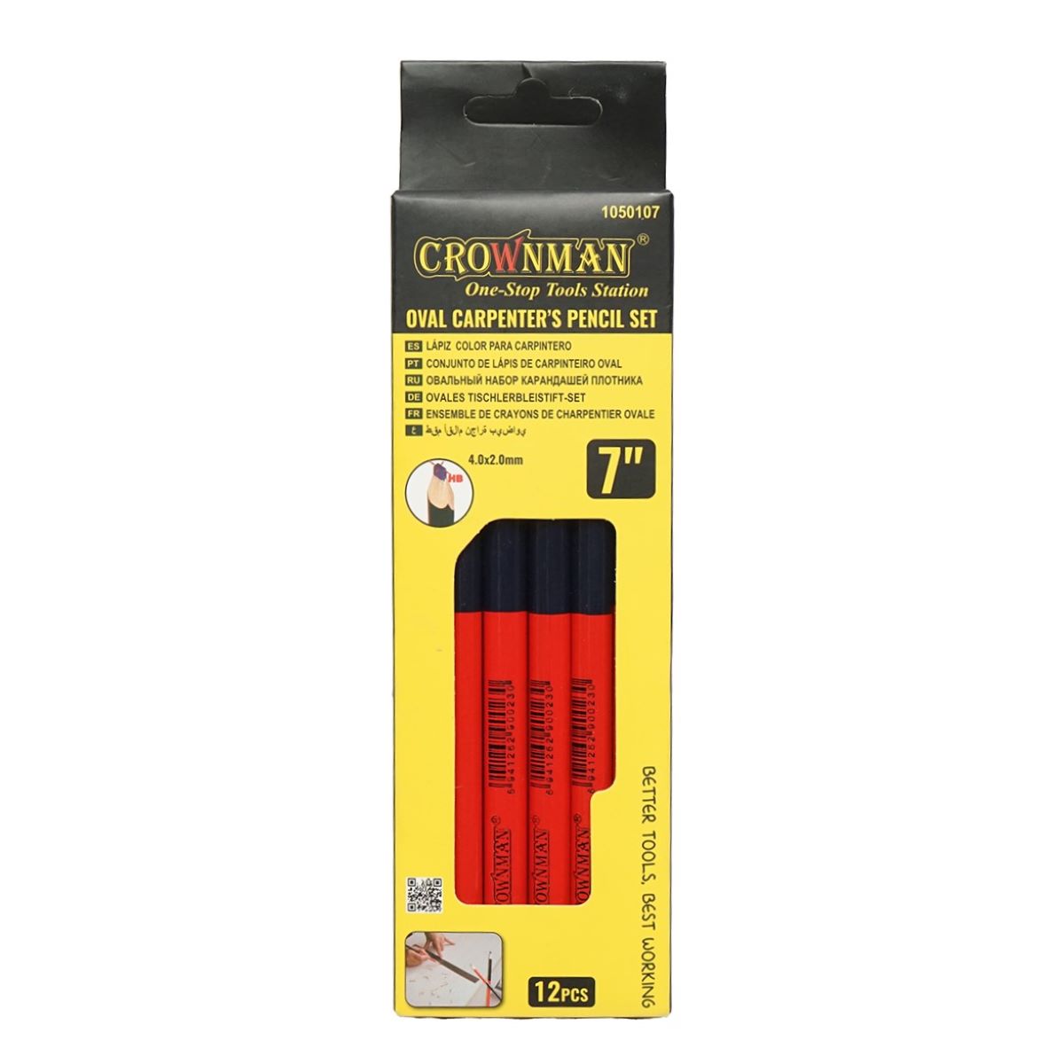 Set di 12 matite ovali per falegnameria e edilizia, 178x4,2x2 mm, marca Crownman.