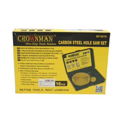 Set di 12 punte circolari da 19-127 mm per cartongesso, legno, PVC 16 pezzi Crownman - immagine 5