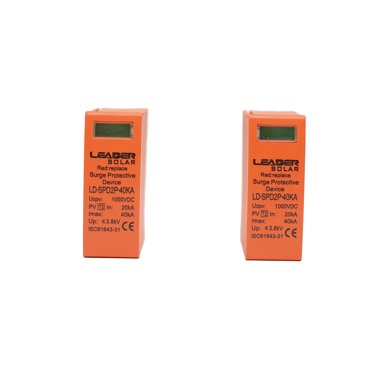 Set di 2 cartucce per scaricatore di sovratensione DC SPD 2P-40KA 1000V Leader