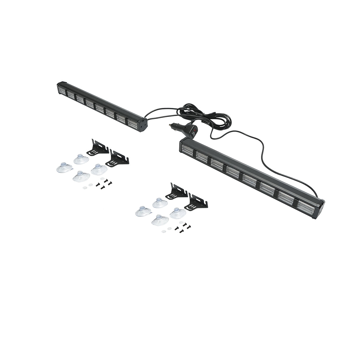 Set di 2 lampade stroboscopiche a LED con ventose, 96W, 9-30V, 5 colori, 8 moduli 385x40x36mm - immagine 2