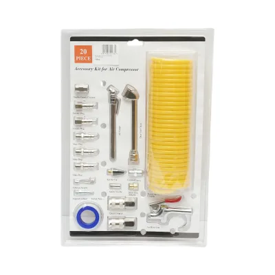 Set di 20 accessori per compressore d'aria con tubo flessibile a spirale, pistola di soffiaggio, connettori, ugelli e attacchi rapidi universali - immagine 2