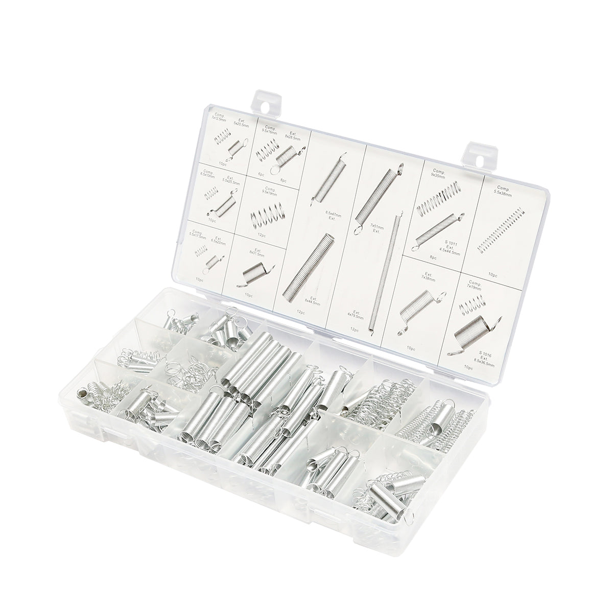 Set di 200 molle di trazione e compressione.