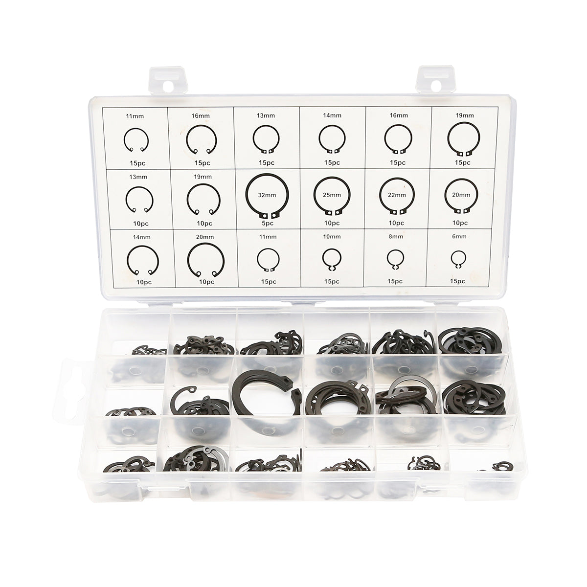 Set di 225 pezzi di sicurezze albero tipo C interne ed esterne - immagine 2