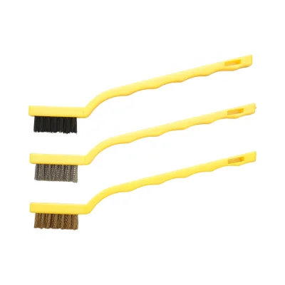 Set di 3 mini pennelli realizzati con filo di ottone, filo d'acciaio e nylon Crownman. - immagine 2
