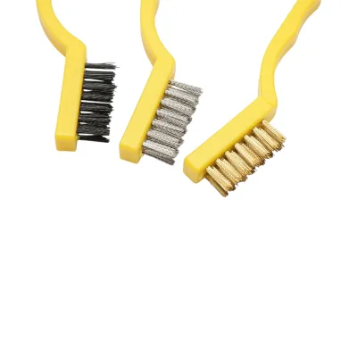 Set di 3 mini pennelli realizzati con filo di ottone, filo d'acciaio e nylon Crownman. - immagine 3
