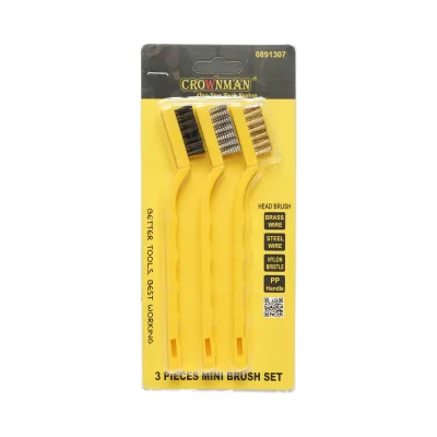 Set di 3 mini pennelli realizzati con filo di ottone, filo d'acciaio e nylon Crownman. - immagine 4