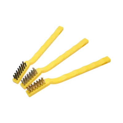 Set di 3 mini pennelli realizzati con filo di ottone, filo d'acciaio e nylon Crownman.