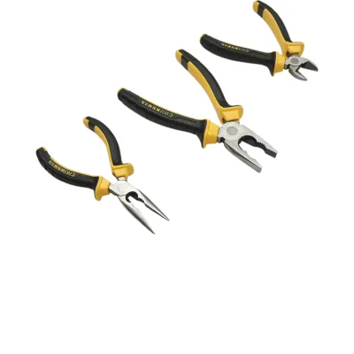 Set di 3 pinze combinate da 200 mm, 165 mm e 165 mm con punta affilata, marca Crownman Professional. - immagine 4