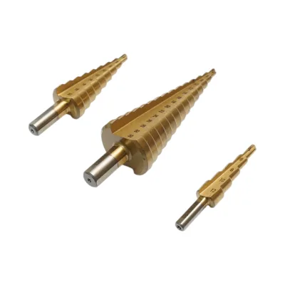 Set di 3 punte coniche da trapano a 5 stadi 4-12 mm, 9 stadi 4-20 mm, 15 stadi 4-35 mm in acciaio HSS 4241 per metallo, alluminio, legno Crownman - immagine 3