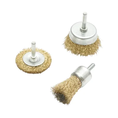 Set di 3 spazzole circolari in filo metallico: diametro 50 mm (coppa 50 mm, spazzola 25 mm, asta 6 mm), velocità massima 4500 giri/min. Breckner Germany