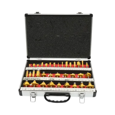 Set di 35 frese per legno con cuscinetto, albero in acciaio da 8 mm per fresatrice