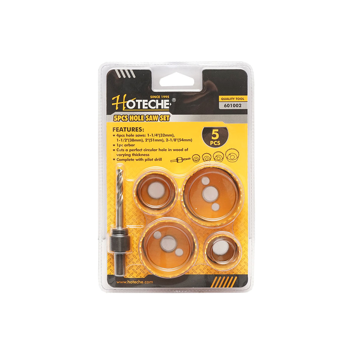 Set di 4 frese bimetalliche con adattatore mandrino per legno, cartongesso e plastica, Hoteche - immagine 2