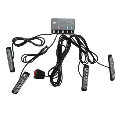 Set di 4 lampade stroboscopiche a LED 24W, 12-24V gialle, centralina con 4 moduli 110x28x12mm - immagine 2