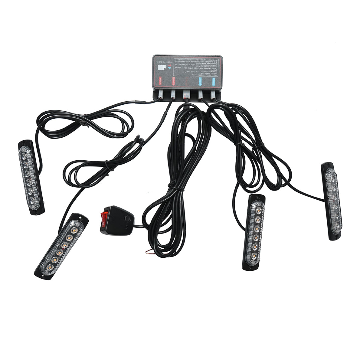 Set di 4 lampade stroboscopiche a LED 24W, 12-24V gialle, centralina con 4 moduli 110x28x12mm - immagine 2