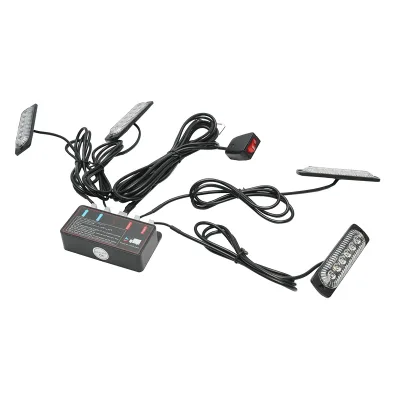 Set di 4 lampade stroboscopiche a LED 24W, 12-24V gialle, centralina con 4 moduli 110x28x12mm - immagine 3