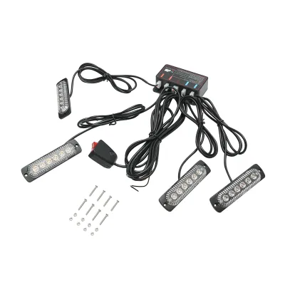 Set di 4 lampade stroboscopiche a LED 24W, 12-24V gialle, centralina con 4 moduli 110x28x12mm