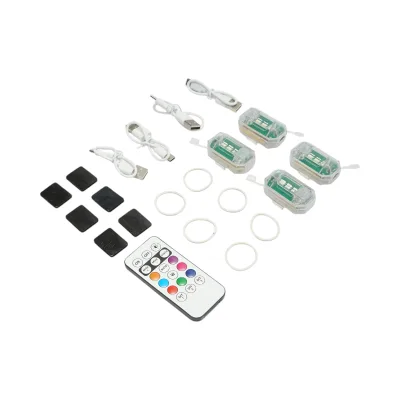 Set di 4 luci stroboscopiche LED RGB con telecomando, 10 modalità, 8 colori, batteria al litio ricaricabile da 150 mAh USB-C IP65