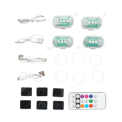 Set di 4 luci stroboscopiche LED RGB con telecomando, 10 modalità, 8 colori, batteria al litio ricaricabile da 150 mAh USB-C IP65 - immagine 3