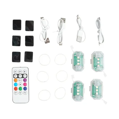 Set di 4 luci stroboscopiche LED RGB con telecomando, 10 modalità, 8 colori, batteria al litio ricaricabile da 150 mAh USB-C IP65 - immagine 2