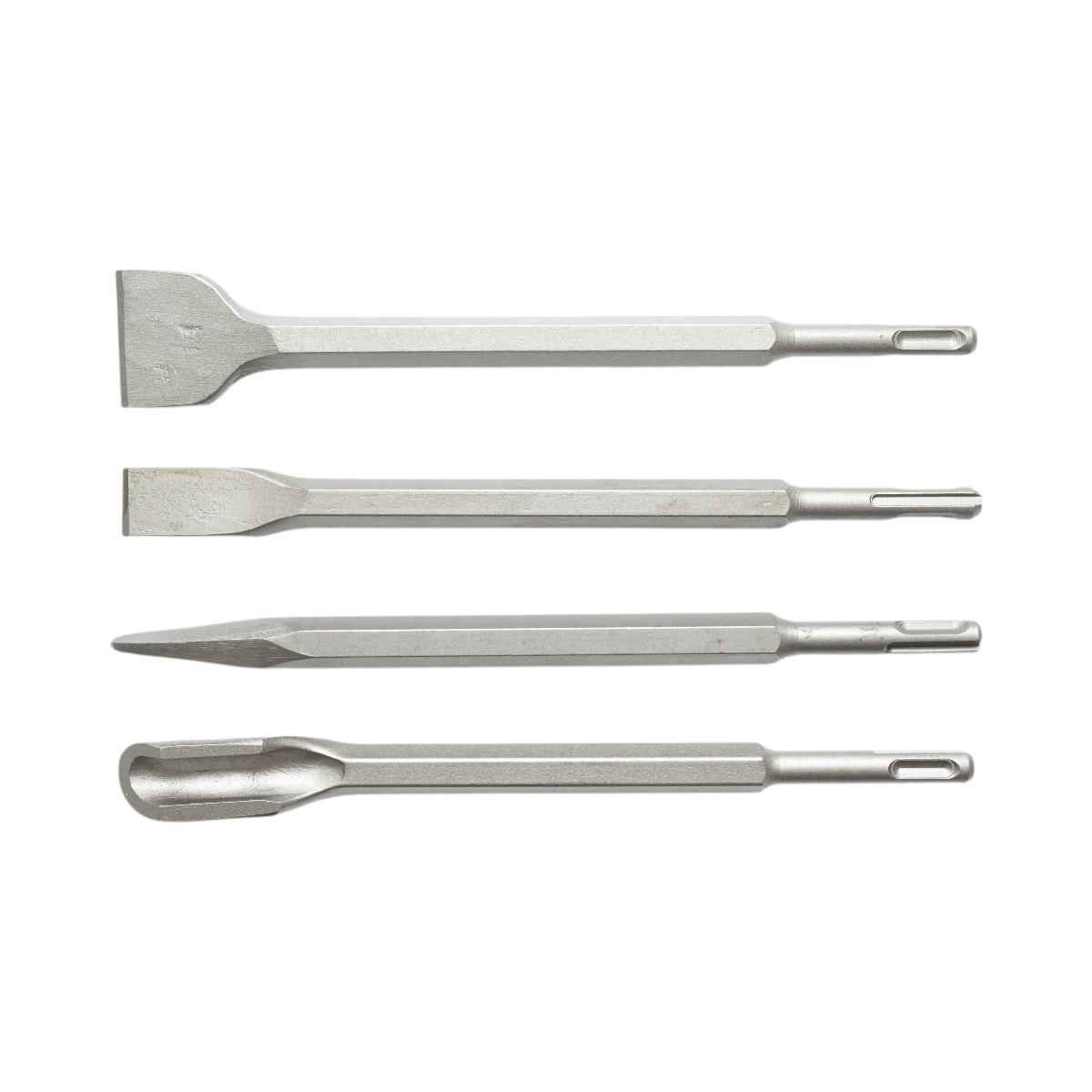 Set di 4 scalpelli per calcestruzzo SDS Plus 14x250mm, piatti, affilati e scanalati Breckner Germany - immagine 2