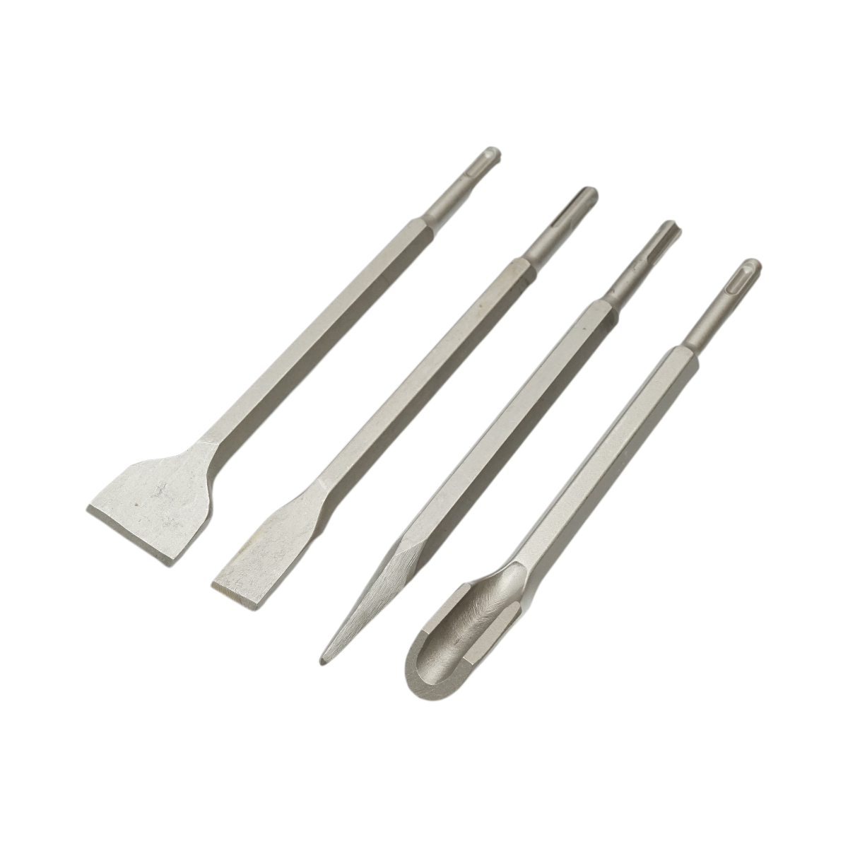 Set di 4 scalpelli per calcestruzzo SDS Plus 14x250mm, piatti, affilati e scanalati Breckner Germany - immagine 3