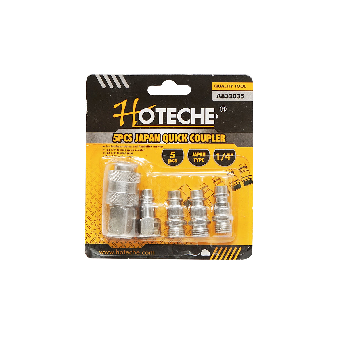 Set di 5 attacchi rapidi per utensili/accessori pneumatici 1/4 Hoteche
