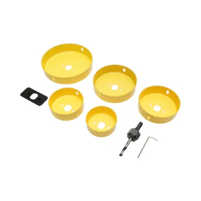 Set di 5 punte circolari da 64-127 mm per cartongesso, legno, PVC 8 pezzi Crownman - immagine 3