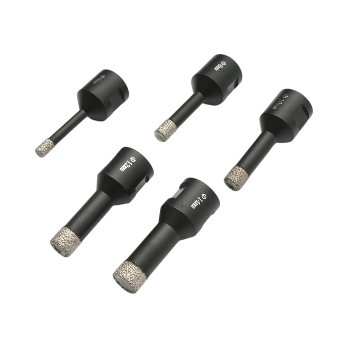 Set di 5 punte diamantate per carotaggio da 6, 8, 10, 12, 14 mm, filettatura interna M14 per piastrelle in ceramica, marmo e granito Breckner Germany - immagine 5