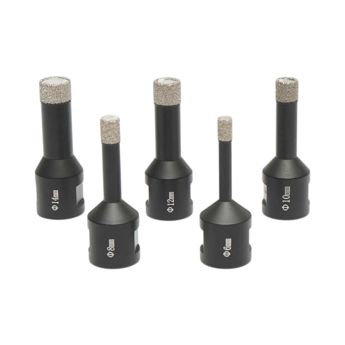 Set di 5 punte diamantate per carotaggio da 6, 8, 10, 12, 14 mm, filettatura interna M14 per piastrelle in ceramica, marmo e granito Breckner Germany - immagine 4
