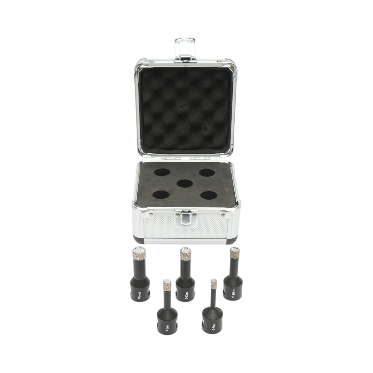 Set di 5 punte diamantate per carotaggio da 6, 8, 10, 12, 14 mm, filettatura interna M14 per piastrelle in ceramica, marmo e granito Breckner Germany - immagine 2