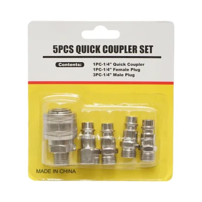 Set di 5 raccordi rapidi da 1/4 per tubi dell'aria compressa e utensili pneumatici - immagine 2