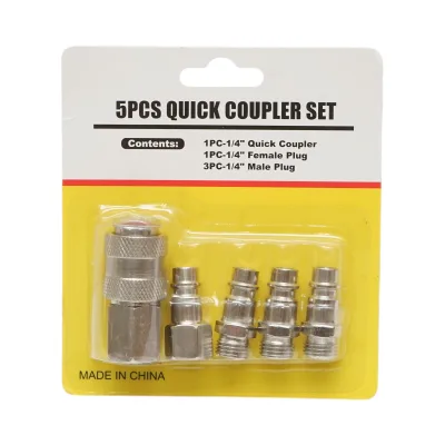 Set di 5 raccordi rapidi da 1/4 per tubi dell'aria compressa e utensili pneumatici - immagine 2