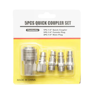 Set di 5 raccordi rapidi da 1/4 per tubi dell'aria compressa e utensili pneumatici - immagine 2