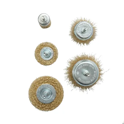 Set di 5 spazzole in filo metallico circolari 50-75 mm, a coppa 50-75 mm, a pennello 25 mm per trapano, Crownman. - immagine 3