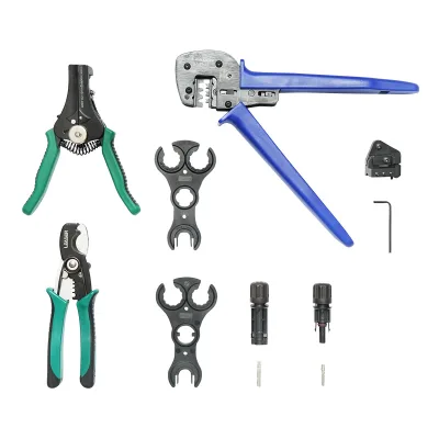 Set di 5 utensili per crimpatura per cavi elettrici e connettori MC4 per pannelli fotovoltaici - immagine 3
